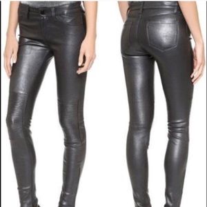 J BRAND Lambskin Leather Moto Skinny Pants 29